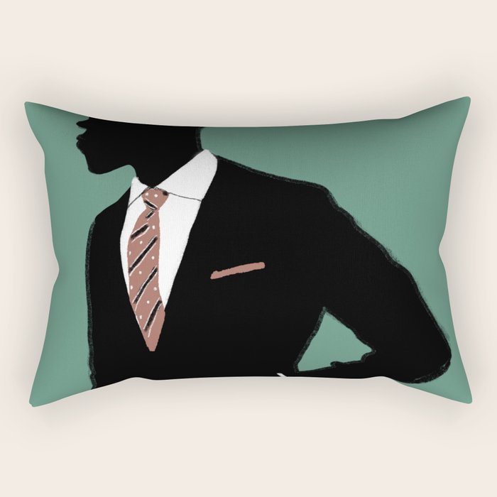 Man in Suit with Red Tie - Masculine Art Print  Rectangular Pillow Gallery Image 1