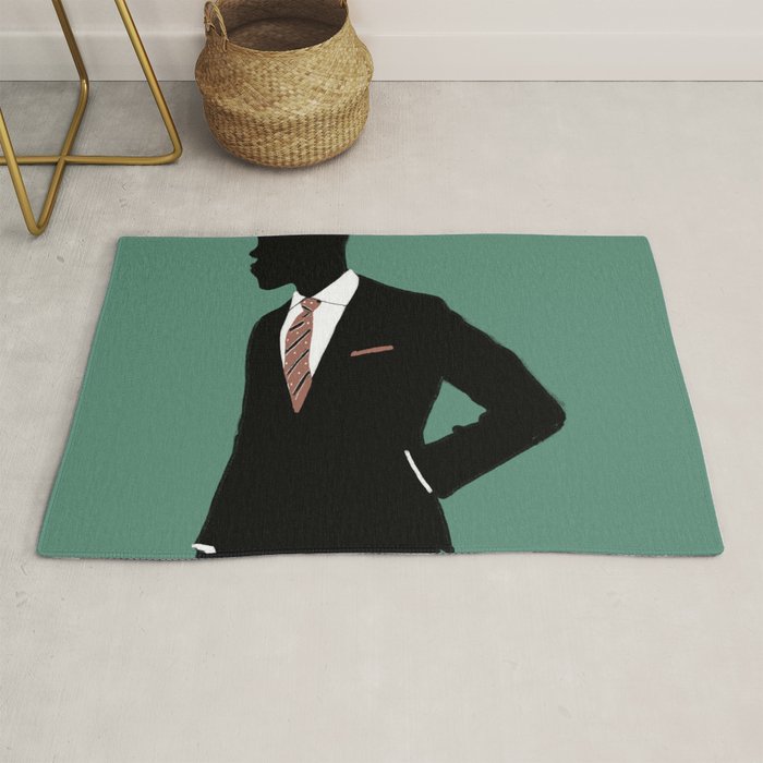 Man in Suit with Red Tie - Masculine Art Print  Rug Gallery Image 1