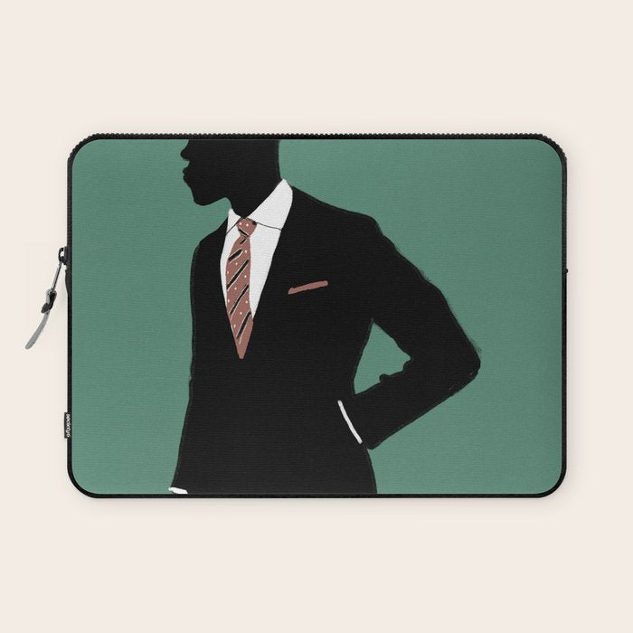Man in Suit with Red Tie - Masculine Art Print  Laptop Sleeve Gallery Image 1