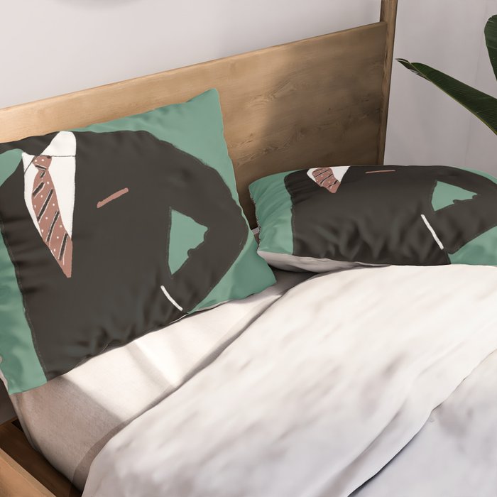 Man in Suit with Red Tie - Masculine Art Print  Pillow Sham Gallery Image 2