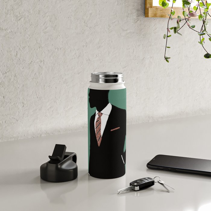 Man in Suit with Red Tie - Masculine Art Print  Water Bottle Gallery Image 4