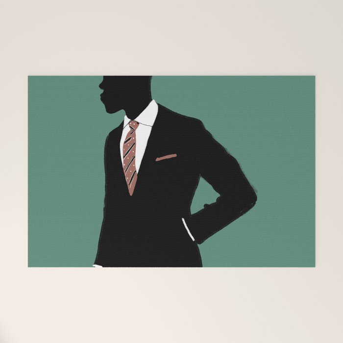Man in Suit with Red Tie - Masculine Art Print  Welcome Mat Gallery Image 1