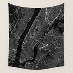 New York City Black Map Wall Tapestry Gallery Image 4