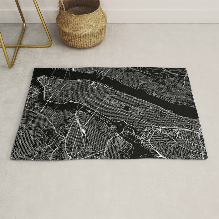 New York City Black Map Rug Gallery Image 1