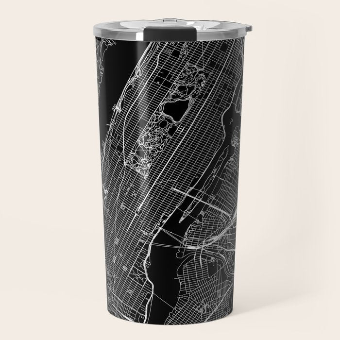 New York City Black Map Travel Mug Gallery Image 1