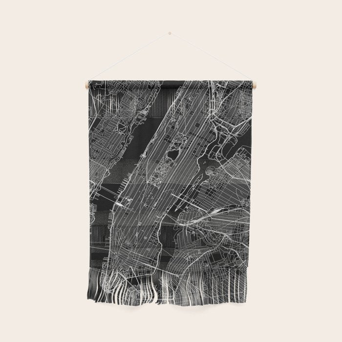 New York City Black Map Wall Hanging Gallery Image 1