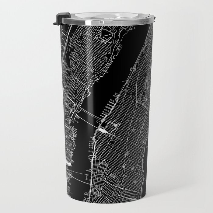 New York City Black Map Travel Mug Gallery Image 3
