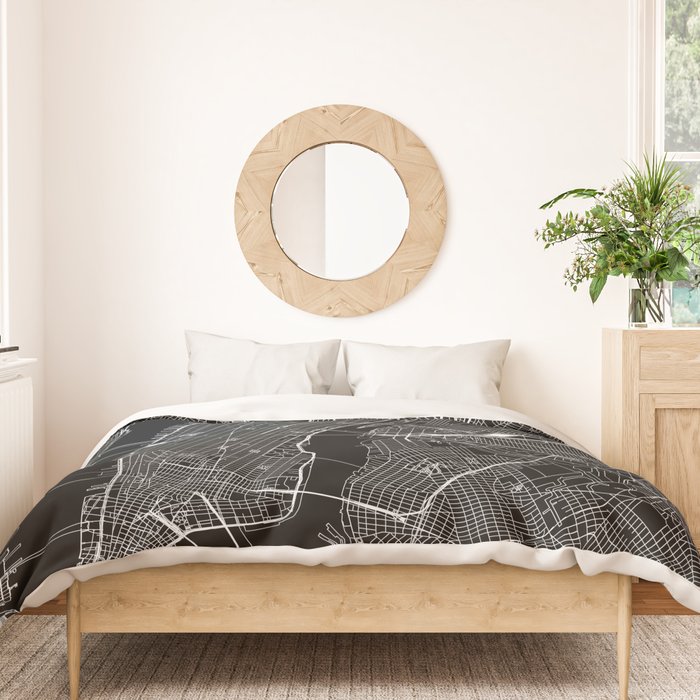 New York City Black Map Duvet Cover Gallery Image 3
