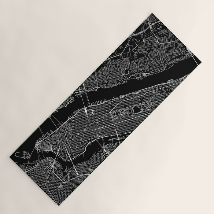 New York City Black Map Yoga Mat