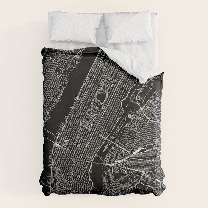 New York City Black Map Duvet Cover Gallery Image 6