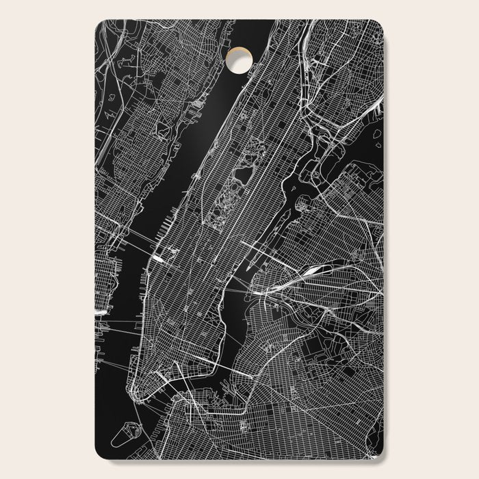 New York City Black Map Cutting Board Gallery Image 1