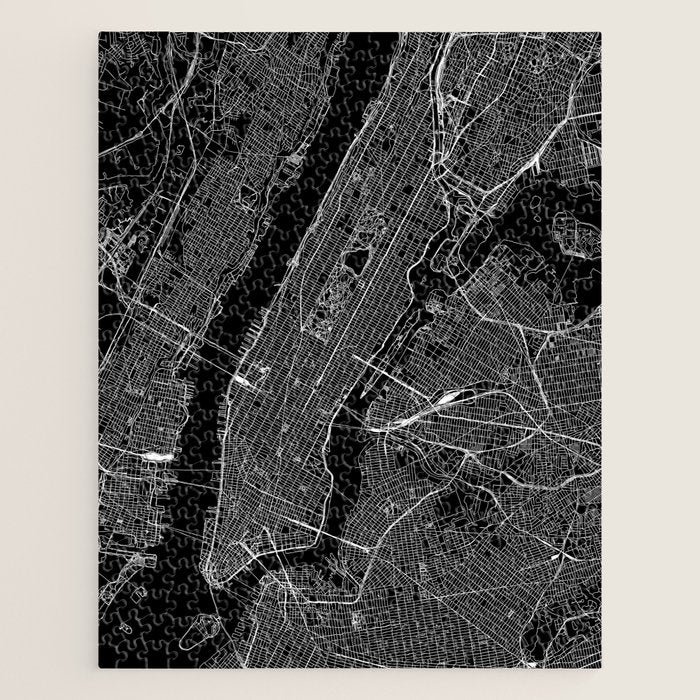 New York City Black Map Jigsaw Puzzle Gallery Image 1