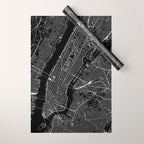 New York City Black Map Wrapping Paper Gallery Image 1