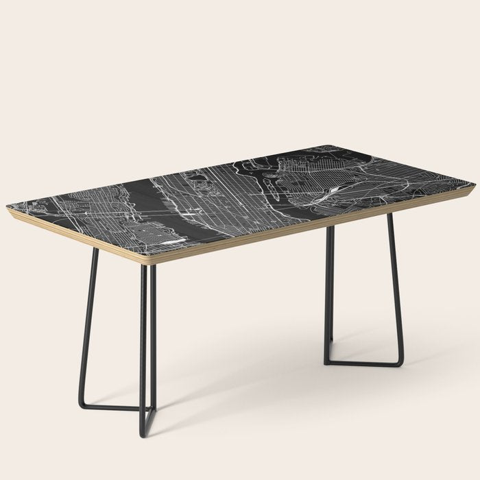 New York City Black Map Coffee Table Gallery Image 1
