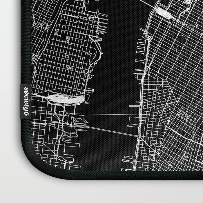 New York City Black Map Laptop Sleeve Gallery Image 3