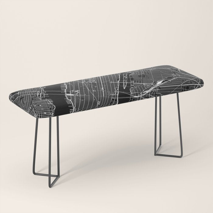 New York City Black Map Bench Gallery Image 1