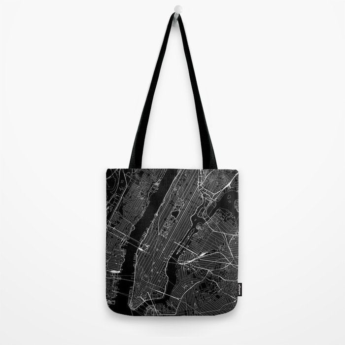 New York City Black Map Tote Bag Gallery Image 2