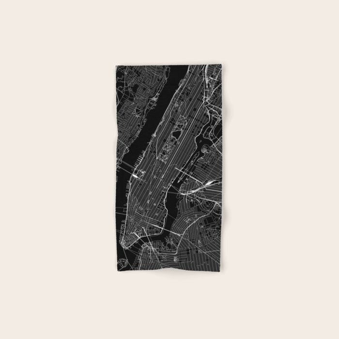 New York City Black Map Bath Towel Gallery Image 1