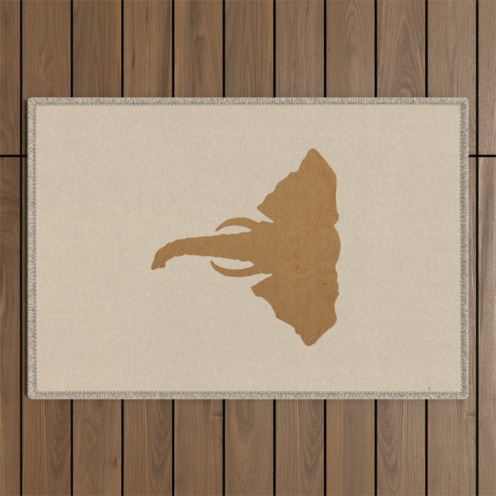 Rustic Brown Elephant Head Outdoor Rug Gallery Image 1