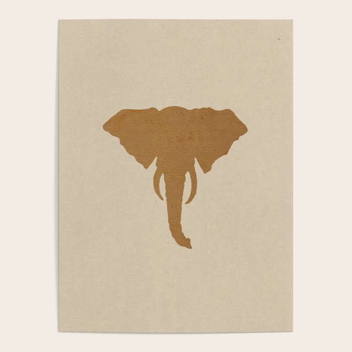 Rustic Brown Elephant Head Poster Gallery Image 4