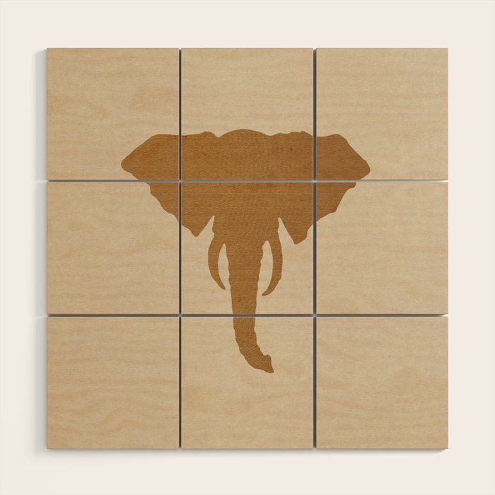 Rustic Brown Elephant Head Wood Wall Art Gallery Image 1