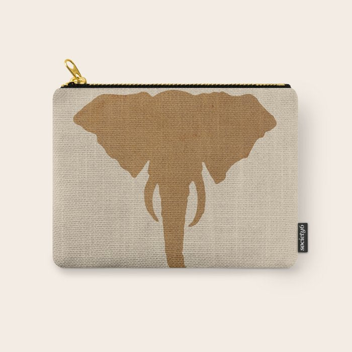 Rustic Brown Elephant Head Carry All Pouch Gallery Image 1