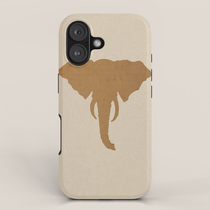 Rustic Brown Elephant Head iPhone Case Gallery Image 1