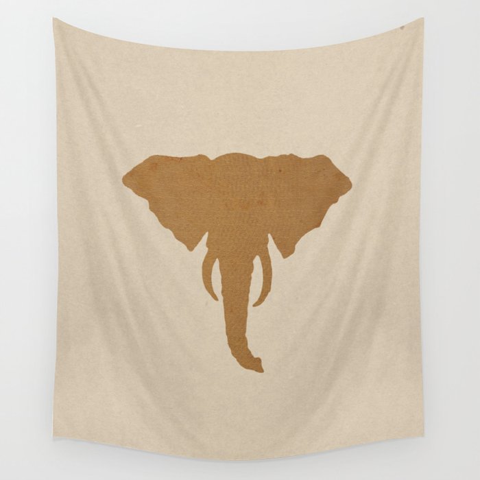 Rustic Brown Elephant Head Wall Tapestry Gallery Image 1