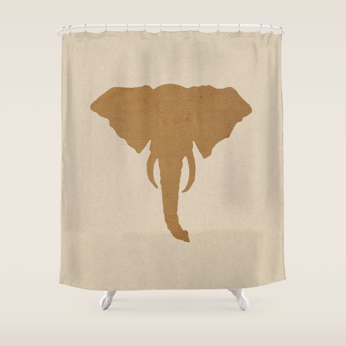Rustic Brown Elephant Head Shower Curtain Gallery Image 1