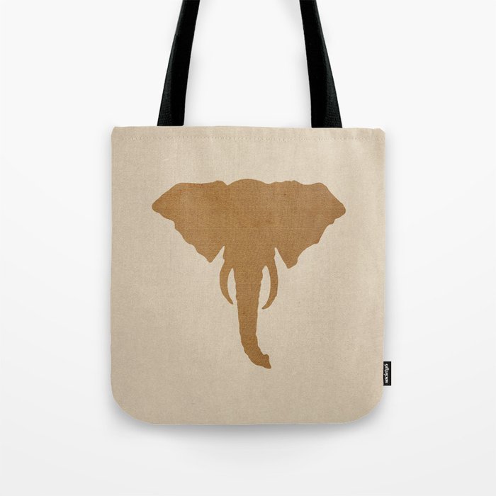 Rustic Brown Elephant Head Tote Bag Gallery Image 1