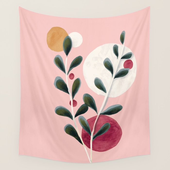 Soft Berry Branches Wall Tapestry Gallery Image 1