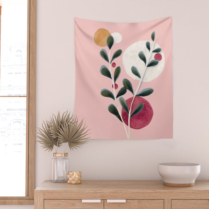 Soft Berry Branches Wall Tapestry Gallery Image 2