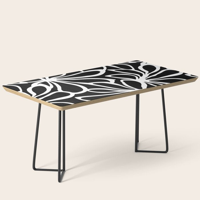Abstract black and white flower art pattern Coffee Table Gallery Image 1