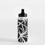 Abstract black and white flower art pattern Water Bottle Gallery Image 2
