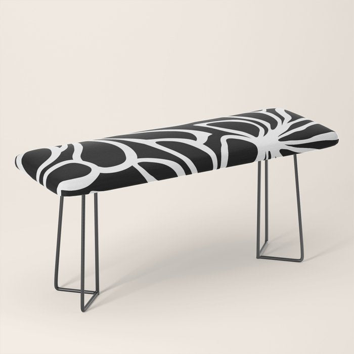 Abstract black and white flower art pattern Bench Gallery Image 1