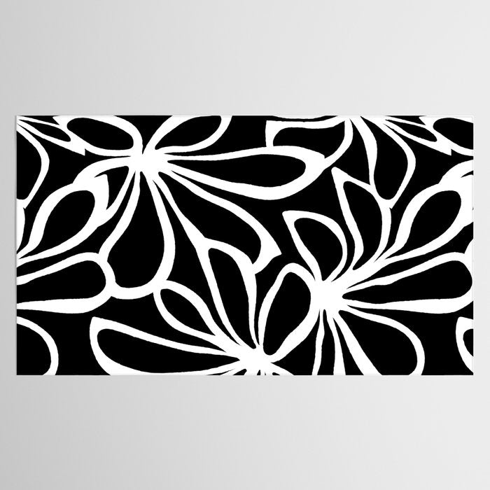 Abstract black and white flower art pattern Tablecloth Gallery Image 2