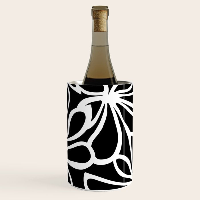 Abstract black and white flower art pattern Wine Chiller Gallery Image 2