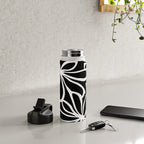 Abstract black and white flower art pattern Water Bottle Gallery Image 4
