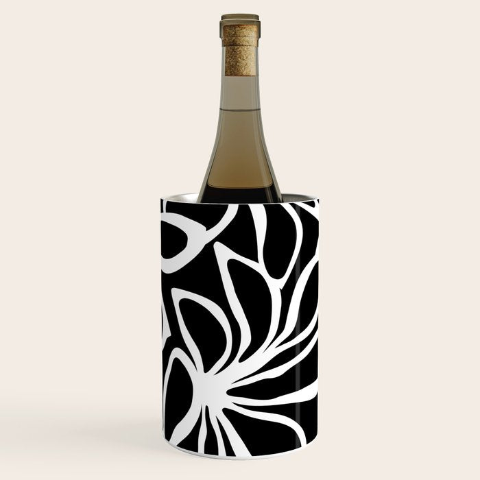 Abstract black and white flower art pattern Wine Chiller Gallery Image 3