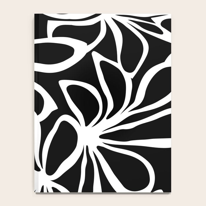 Abstract black and white flower art pattern Notebook Gallery Image 4