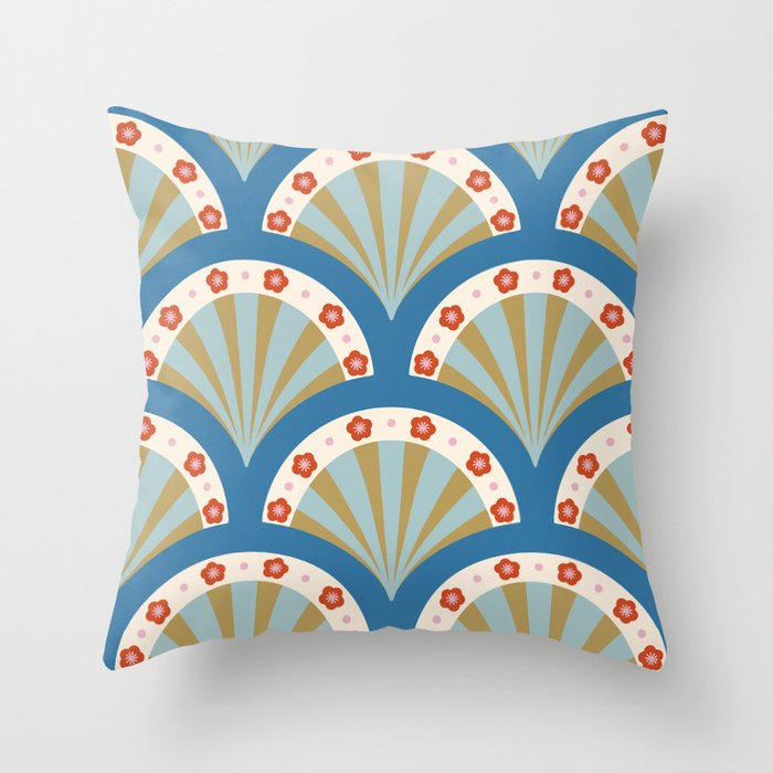 Asian Fan Pattern Throw Pillow Gallery Image 1
