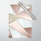 Geometric Art, Rose Gold, Blush Pink, Marble Prints Wrapping Paper Gallery Image 1