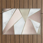 Geometric Art, Rose Gold, Blush Pink, Marble Prints Outdoor Rug Gallery Image 1