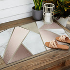 Geometric Art, Rose Gold, Blush Pink, Marble Prints Outdoor Rug Gallery Image 2