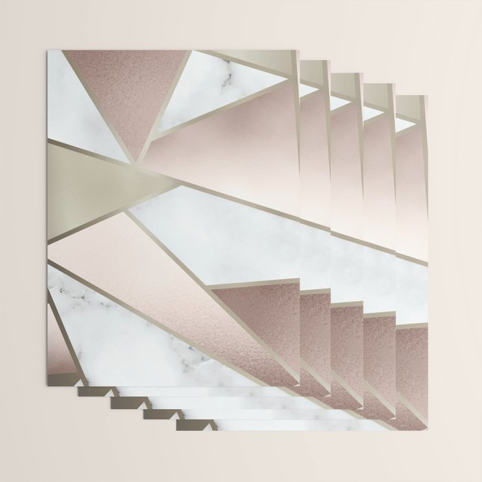 Geometric Art, Rose Gold, Blush Pink, Marble Prints Wrapping Paper Gallery Image 3