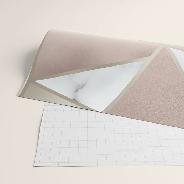 Geometric Art, Rose Gold, Blush Pink, Marble Prints Wrapping Paper Gallery Image 2
