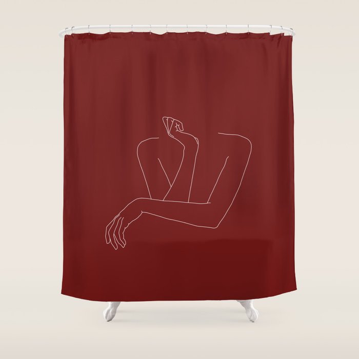 Crossed arms illustration - Anna Red Shower Curtain Gallery Image 1