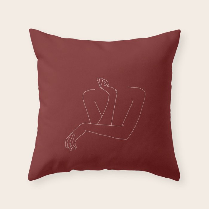 Crossed arms illustration - Anna Red Throw Pillow Gallery Image 6