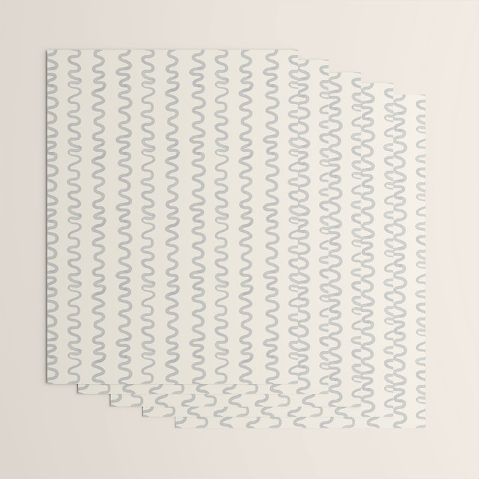 Watercolor Squiggly Lines - Blue Cream Wrapping Paper Gallery Image 3