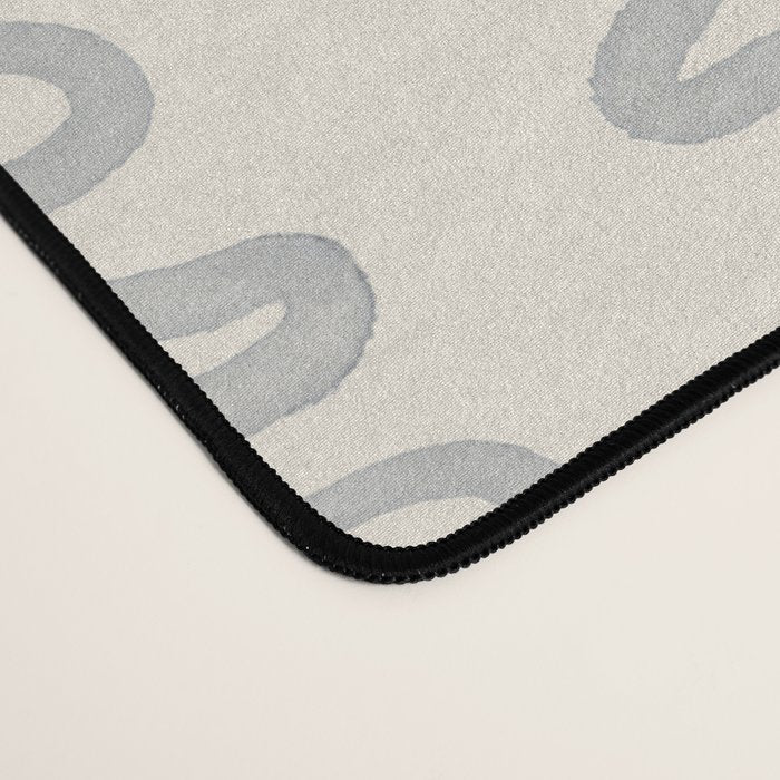 Watercolor Squiggly Lines - Blue Cream Desk Mat Gallery Image 4